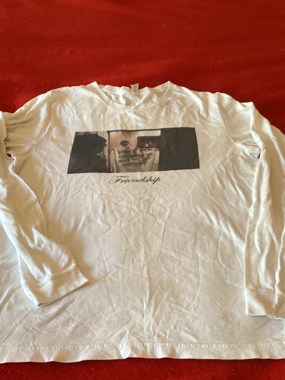 Bella Canvas White Men's Graphic Tee with 'Friendship' Script